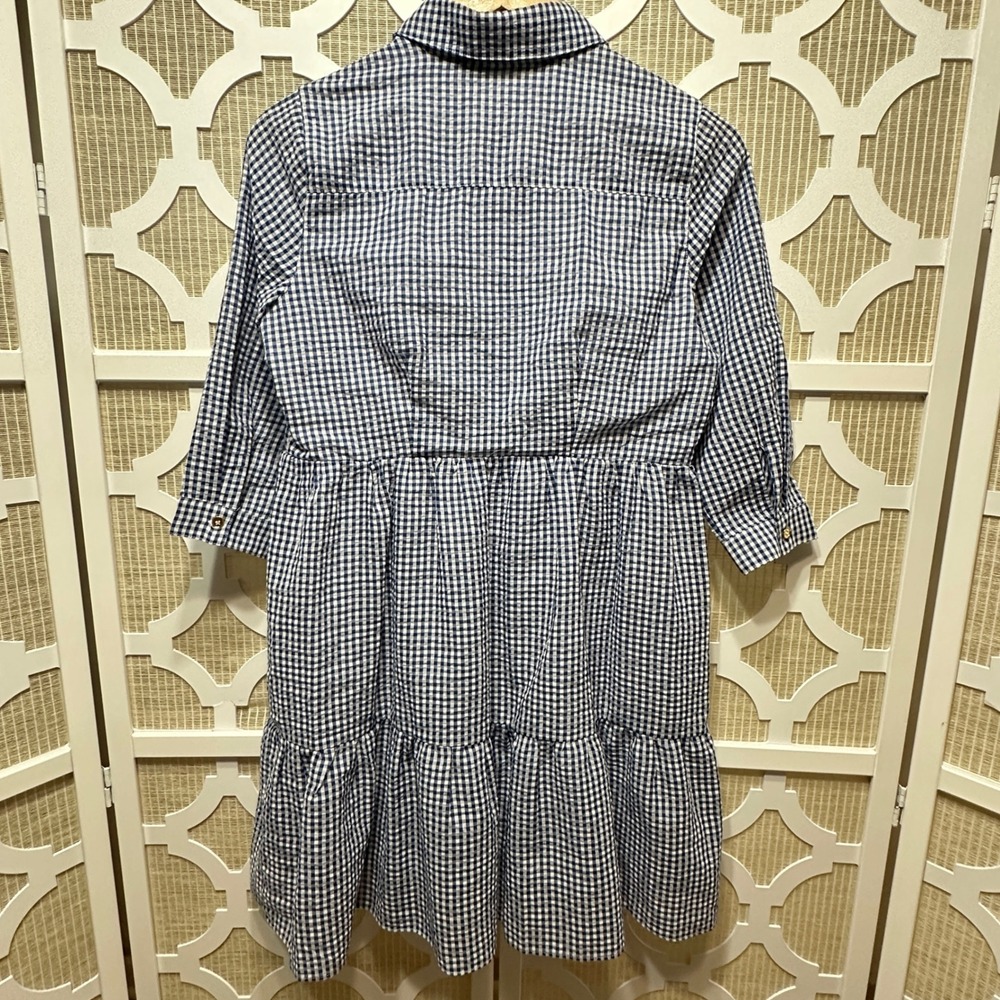 Duffield Lane NEW Murphy Dress Womens XS Gingham Tiered Cotton Seersucker Preppy - Picture 13 of 15